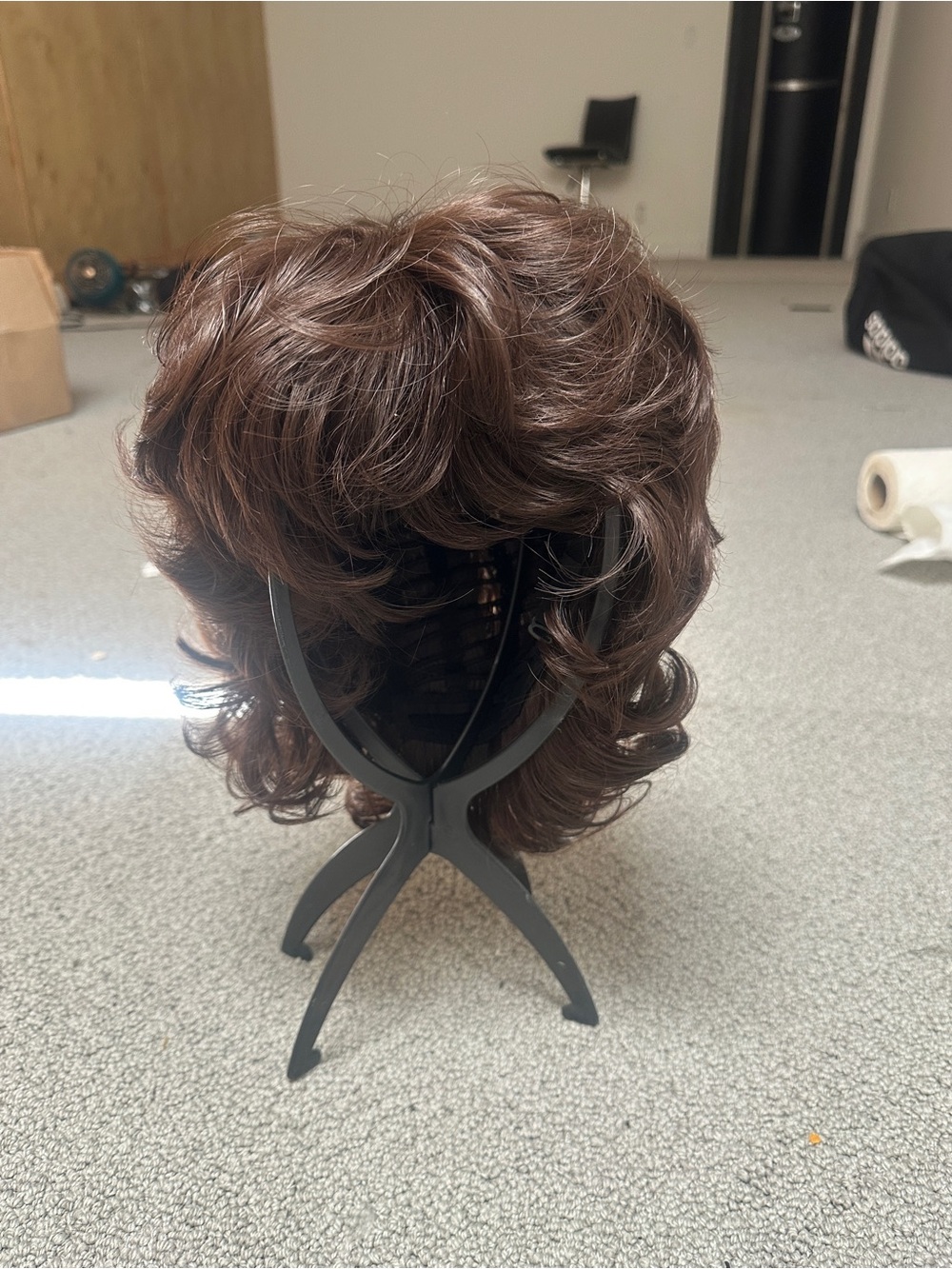 Short Layered Curly Wig in Rich Brown - Lightweight Everyday Style